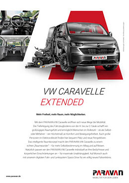 A flyer for the VW New Caravelle, featuring images at the top and text at the bottom.