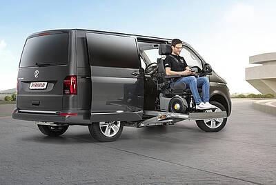 Car for disabled people Volkswagen T6.1 cassette lift Lift for disabled people E-wheelchair