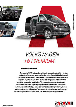Fahrzeug für Personen mit eingeschränkter Mobilität / Großraumlimousine -  VW T6 Premium - PARAVAN - rückwärtiger Eingang / seitlicher Eingang