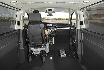 Vehicle conversion for people with disabilities VW T6.1 Conversion for people with disabilities large interior wheelchair fastening in the car floor straightening in the car electric wheelchair suitable for people with disabilities