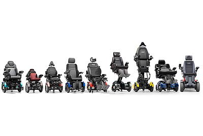 Overview of the PARAVAN PR wheelchair series – different electric wheelchairs for customized mobility solutions.