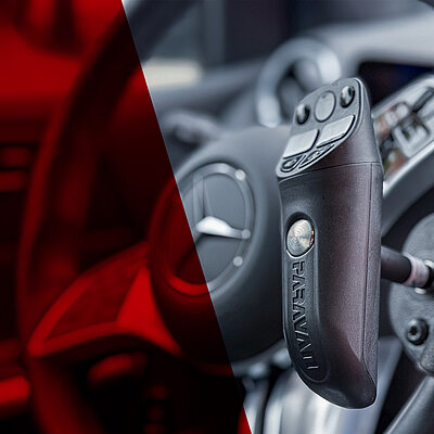 MultiMote Lenkradknauf von PARAVAN eingebaut in einer Mercedes B-Klasse